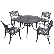 Load image into Gallery viewer, Sedona 46" 5Pc Outdoor Dining Set Black - 46" Table &amp; 4 Armchairs
