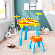 Load image into Gallery viewer, 24-Key Piano Keyboard DJ Drum Combination with Microphone and MP3-Blue
