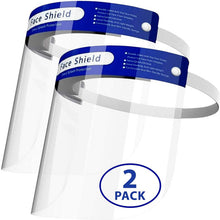 Load image into Gallery viewer, 2 Pieces Splash Protective Face Shields with Full Face Clear Film and Elastic Band and Anti-Fog Coating  Lightweight  100% Coverage  Fully Adjustable for Men  Women
