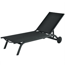 Load image into Gallery viewer, Aluminum Fabric Outdoor Patio Lounge Chair with Adjustable Reclining -Black
