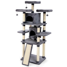 Load image into Gallery viewer, 67" Multi-Level Cat Tree with Cozy Perches Kittens Play House-Light Gray
