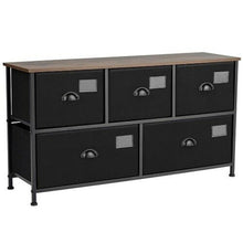 Load image into Gallery viewer, 5-Drawer Dresser Storage Organizer Chest Fabric Drawer with Labels-Black
