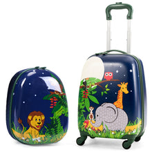 Load image into Gallery viewer, 2 Pieces 12 Inch and 16 Inch Kids Carry on Suitcase Rolling Backpack School Luggage Set
