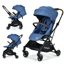 Load image into Gallery viewer, 2-in-1 Convertible Aluminum Baby Stroller with Adjustable Canopy-Blue
