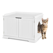 Load image into Gallery viewer, Cat Litter Box Enclosure with Double Doors for Large Cat and Kitty-White
