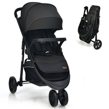 Load image into Gallery viewer, Baby Jogging Stroller with Adjustable Canopy for Newborn-Black
