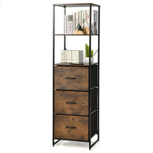 Load image into Gallery viewer, Freestanding Vertical 3 Drawer Dresser with 3 Shelves-Rustic Brown
