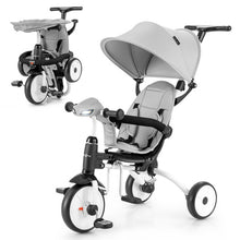 Load image into Gallery viewer, 6-in-1 Foldable Baby Tricycle Toddler Stroller with Adjustable Handle-Gray
