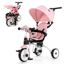 Load image into Gallery viewer, 6-in-1 Foldable Baby Tricycle Toddler Stroller with Adjustable Handle-Pink

