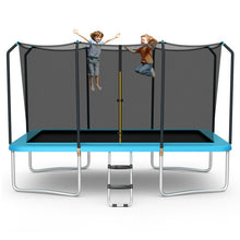 Load image into Gallery viewer, 8 x 14 Feet Rectangular Recreational Trampoline with Safety Enclosure Net and Ladder-Blue
