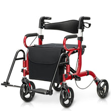 Load image into Gallery viewer, Folding Rollator Walker with 8-inch Wheels and Seat-Red
