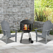 Load image into Gallery viewer, 28 Inch Portable Fire Pit on Wheels with Log Grate-Black
