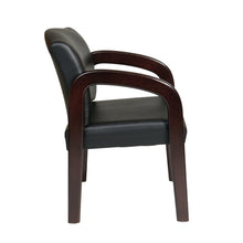 Load image into Gallery viewer, Faux Leather Espresso Finish Wood Visitor Chair
