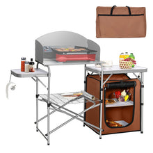 Load image into Gallery viewer, Foldable Outdoor BBQ Portable Grilling Table With Windscreen Bag
