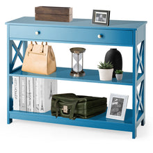 Load image into Gallery viewer, Console Table 3-Tier with Drawer and Storage Shelves-Blue
