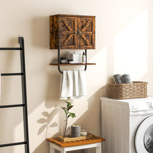 Load image into Gallery viewer, 2-Door Bathroom Wall-Mounted Medicine Cabinet with Open Shelf and Towel Rack-Rustic Brown
