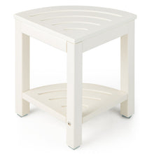 Load image into Gallery viewer, Corner Shower Bench Stool with Storage Shelf for Shaving Legs-White

