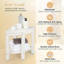 Load image into Gallery viewer, Corner Shower Bench Stool with Storage Shelf for Shaving Legs-White
