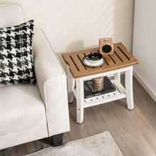 Load image into Gallery viewer, 2-Tier HDPE Waterproof Shower Bench with Storage Shelf-Brown
