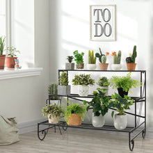 Load image into Gallery viewer, 3-Tier Mental Plant Stand with Grid Shelf
