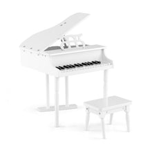 Load image into Gallery viewer, 30-Key Kids Piano Keyboard Toy with Bench Piano Lid and Music Rack-White

