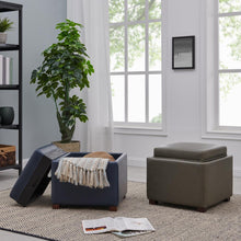 Load image into Gallery viewer, Cameron Square Bonded Leather Storage Ottoman
