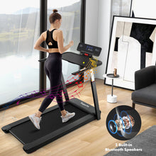 Load image into Gallery viewer, 3HP Folding Treadmill with Adjustable Height and APP Control-Black
