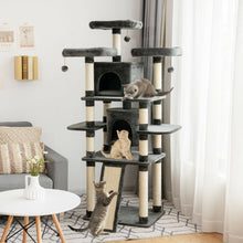 Load image into Gallery viewer, 67" Multi-Level Cat Tree with Cozy Perches Kittens Play House-Dark Gray
