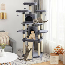 Load image into Gallery viewer, 67" Multi-Level Cat Tree with Cozy Perches Kittens Play House-Light Gray
