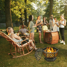 Load image into Gallery viewer, 26 Inch Hex-shaped Portable Wood Burning Firepit Bowl with Screen Cover and Poker
