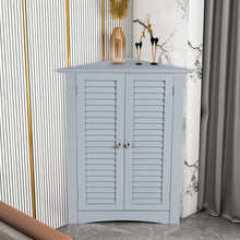 Load image into Gallery viewer, Bathroom Corner Storage Freestanding Floor Cabinet with Shutter Door-Gray
