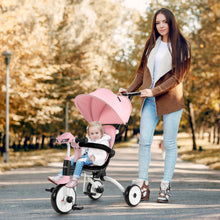 Load image into Gallery viewer, 6-in-1 Foldable Baby Tricycle Toddler Stroller with Adjustable Handle-Pink
