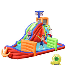 Load image into Gallery viewer, 6-in-1 Pirate Ship Waterslide Kid Inflatable Castle with Water Guns and 735W Blower
