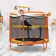 Load image into Gallery viewer, 5 Feet Kids 3-in-1 Game Trampoline with Enclosure Net Spring Pad-Orange
