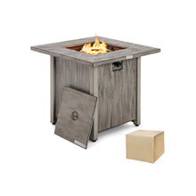 Load image into Gallery viewer, 28 Inch 40 000 BTU Square Fire Pit Table with Lid and Lava Rocks-Gray
