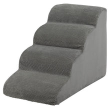 Load image into Gallery viewer, 4-Tier Foam Non-Slip Dog Steps with Washable Zippered Cover-Gray
