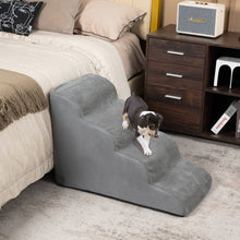 Load image into Gallery viewer, 4-Tier Foam Non-Slip Dog Steps with Washable Zippered Cover-Gray
