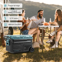 Load image into Gallery viewer, 40 Quart Car Refrigerator with 12/24V DC and 110-240V AC Dual Zone-Black &amp; Green
