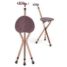 Load image into Gallery viewer, Lightweight Adjustable Folding Cane Seat with Light-Brown
