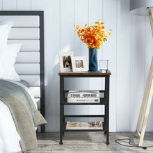 Load image into Gallery viewer, 3-Tier Industrial End Side Table Nightstand Adjustable Shelves
