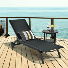 Load image into Gallery viewer, Aluminum Fabric Outdoor Patio Lounge Chair with Adjustable Reclining -Black
