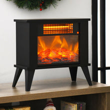 Load image into Gallery viewer, 14 Inches Portable Electric Fireplace Heater with Realistic Flame Effect-Black

