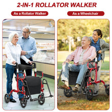 Load image into Gallery viewer, Folding Rollator Walker with 8-inch Wheels and Seat-Red
