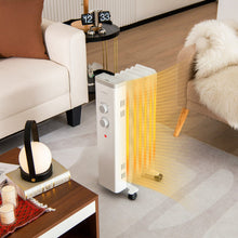 Load image into Gallery viewer, 1500W Oil Filled Space Heater with Universal Wheels and 3-Level Heat-White
