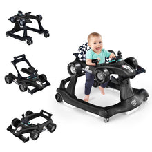 Load image into Gallery viewer, 4-in-1 Foldable Activity Push Walker with Adjustable Height-Black
