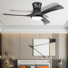 Load image into Gallery viewer, 52 Inch Flush Mount Ceiling Fan with LED Light-Black
