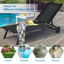 Load image into Gallery viewer, Aluminum Fabric Outdoor Patio Lounge Chair with Adjustable Reclining -Black
