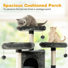 Load image into Gallery viewer, 67" Multi-Level Cat Tree with Cozy Perches Kittens Play House-Dark Gray
