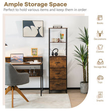 Load image into Gallery viewer, Freestanding Vertical 3 Drawer Dresser with 3 Shelves-Rustic Brown
