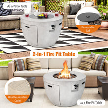 Load image into Gallery viewer, 36 Inch Round Concrete Propane Fire Pit Table with Lava Rocks PVC Cover 50000 BTU
